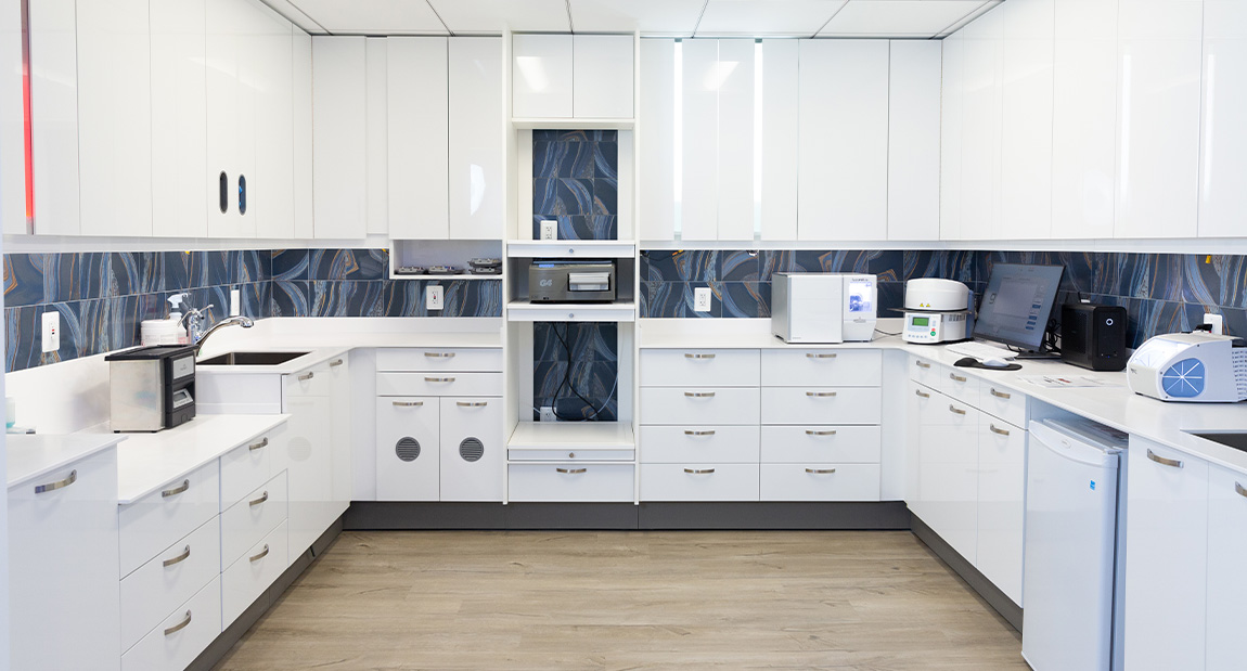 Sanitation and storage area in dental office