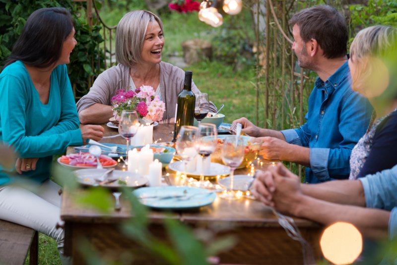 Friends eating outside